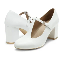 T-Strap Mary Jane Pumps with Chunky Heel
