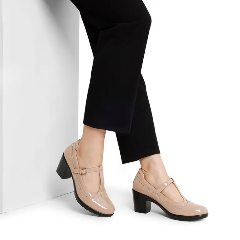 T-Strap Round Toe Pumps