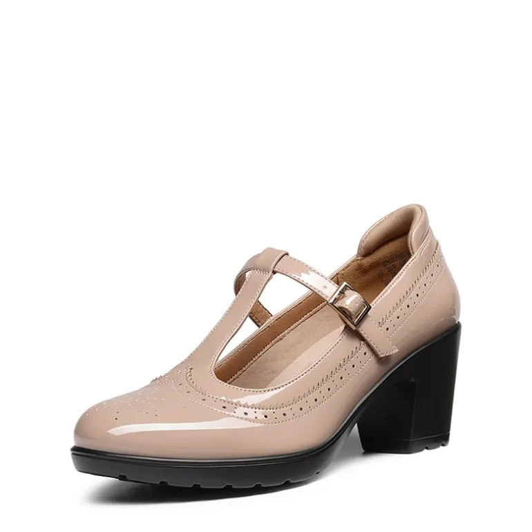 T-Strap Round Toe Pumps