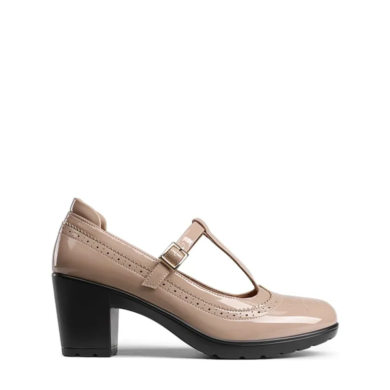 T-Strap Round Toe Pumps