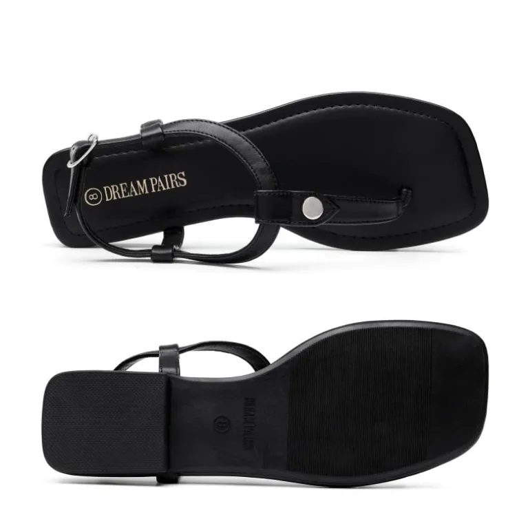 T-Strap Thong Flat Sandals With Silk Ribbon