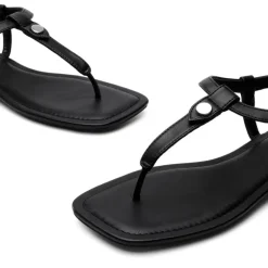 T-Strap Thong Flat Sandals With Silk Ribbon