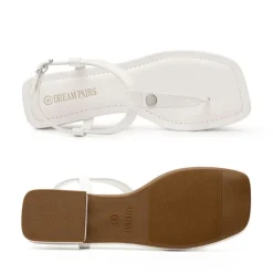 T-Strap Thong Flat Sandals With Silk Ribbon
