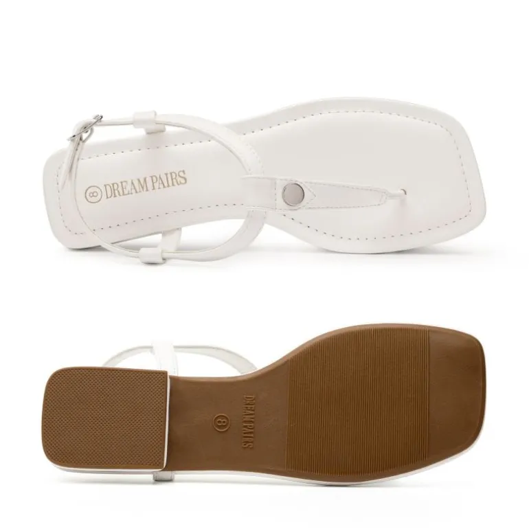 T-Strap Thong Flat Sandals With Silk Ribbon