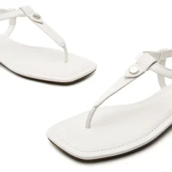 T-Strap Thong Flat Sandals With Silk Ribbon