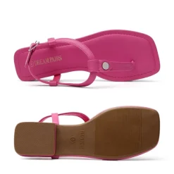 T-Strap Thong Flat Sandals With Silk Ribbon