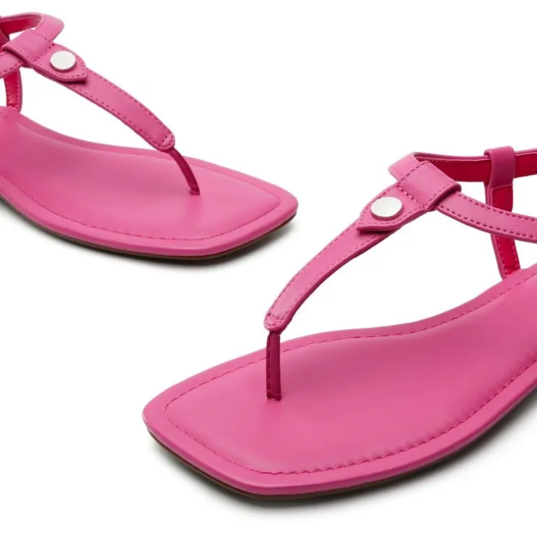 T-Strap Thong Flat Sandals With Silk Ribbon