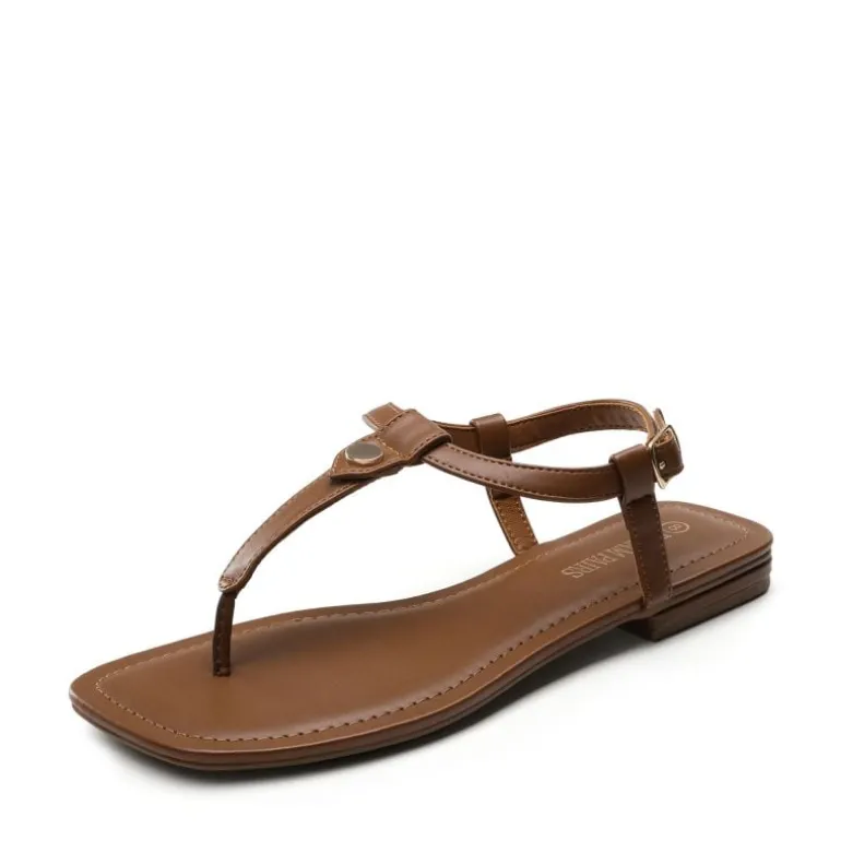T-Strap Thong Flat Sandals With Silk Ribbon