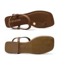 T-Strap Thong Flat Sandals With Silk Ribbon