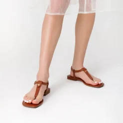 T-Strap Thong Flat Sandals With Silk Ribbon