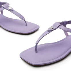 T-Strap Thong Flat Sandals With Silk Ribbon