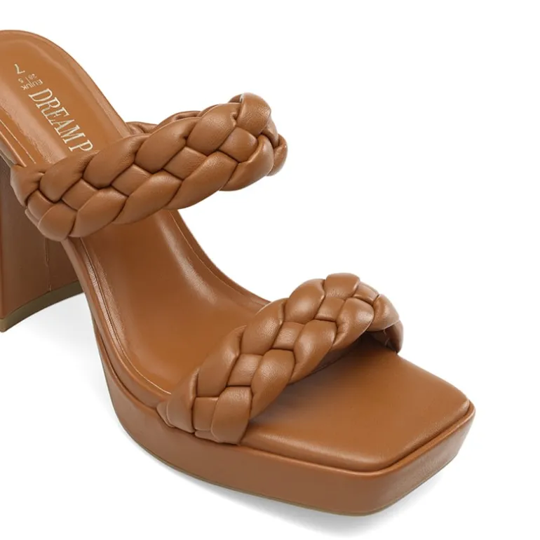 Two Braided Strap Platform Heels