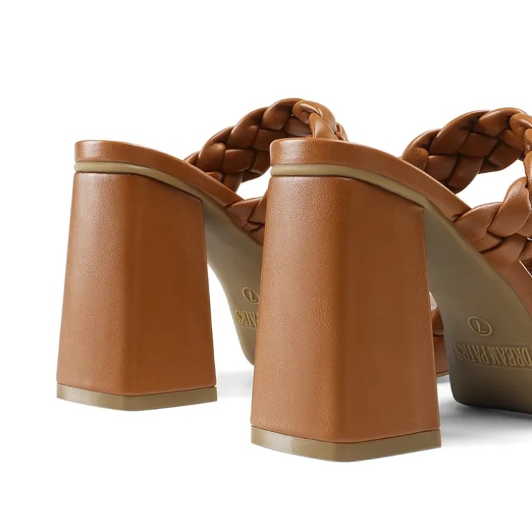 Two Braided Strap Platform Heels