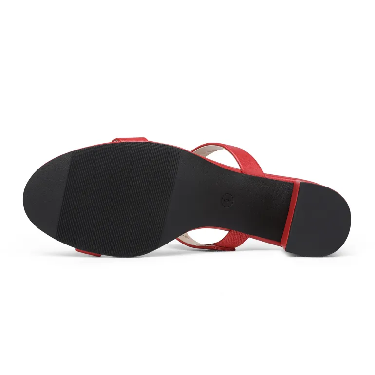 Two Strap Chunky Heel Sandals