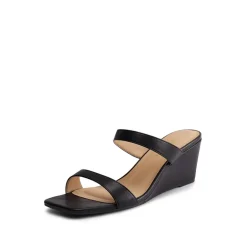 Two Strap Slip-On Wedge Sandals