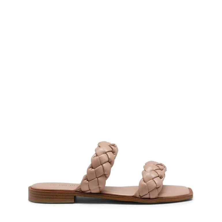 Two Straps Square Toe Braided Flat Sandals