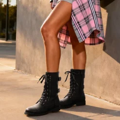 Utilitarian Ankle Mid Calf Combat Boots