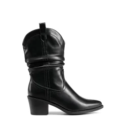 V-cut Cuff Mid Calf Cowboy Boots