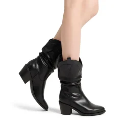 V-cut Cuff Mid Calf Cowboy Boots