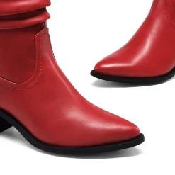V-cut Cuff Mid Calf Cowboy Boots