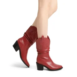 V-cut Cuff Mid Calf Cowboy Boots