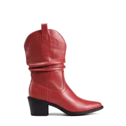 V-cut Cuff Mid Calf Cowboy Boots