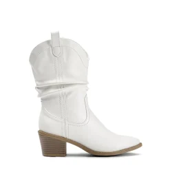 V-cut Cuff Mid Calf Cowboy Boots