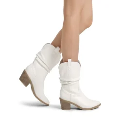 V-cut Cuff Mid Calf Cowboy Boots