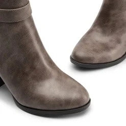 Vegan Leather Chunky Heel Ankle Boots