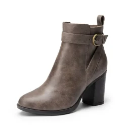 Vegan Leather Chunky Heel Ankle Boots