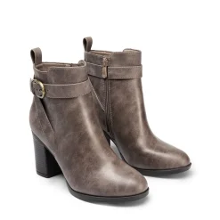 Vegan Leather Chunky Heel Ankle Boots