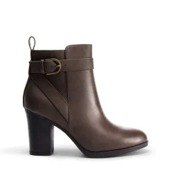 Vegan Leather Chunky Heel Ankle Boots