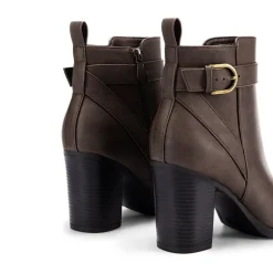 Vegan Leather Chunky Heel Ankle Boots