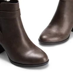 Vegan Leather Chunky Heel Ankle Boots