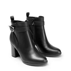 Vegan Leather Chunky Heel Ankle Boots
