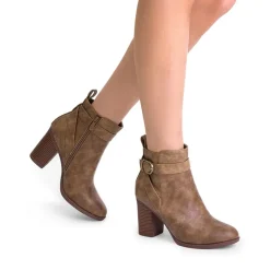 Vegan Leather Chunky Heel Ankle Boots