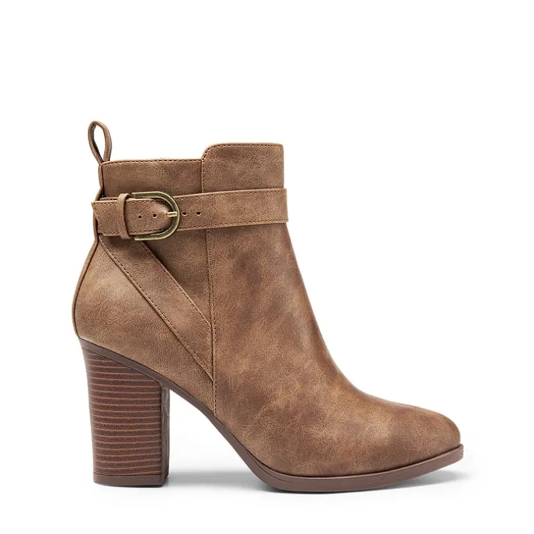 Vegan Leather Chunky Heel Ankle Boots