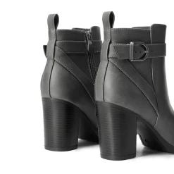 Vegan Leather Chunky Heel Ankle Boots