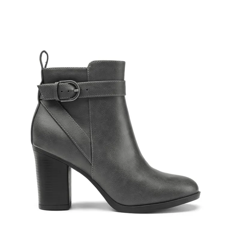 Vegan Leather Chunky Heel Ankle Boots