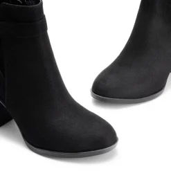 Vegan Leather Chunky Heel Ankle Boots