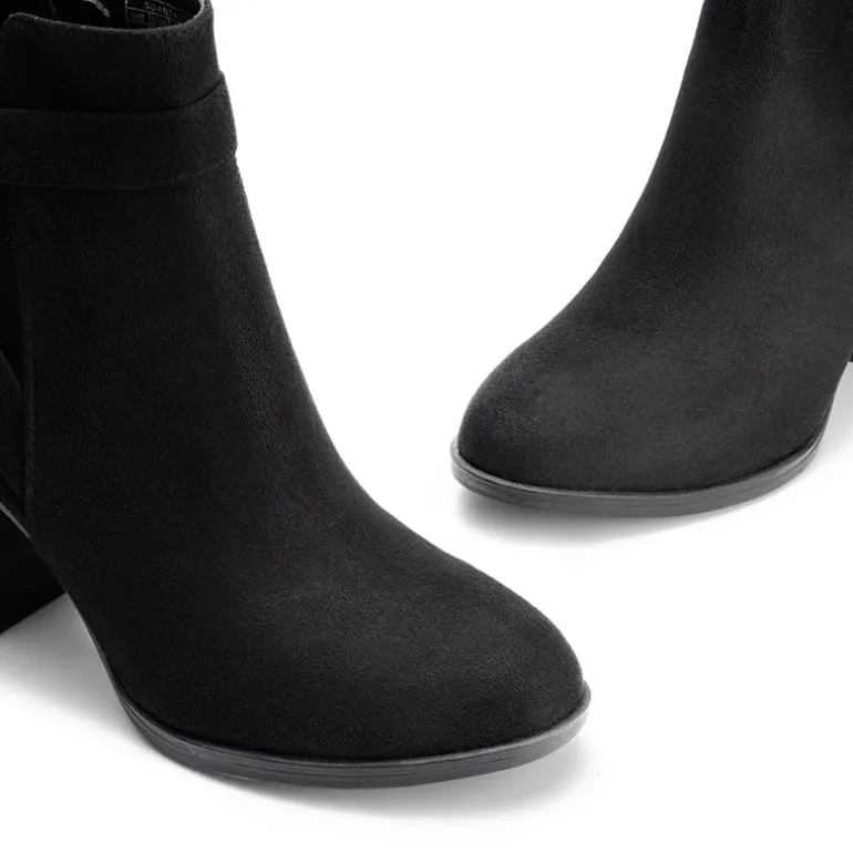 Vegan Leather Chunky Heel Ankle Boots