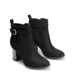 Vegan Leather Chunky Heel Ankle Boots
