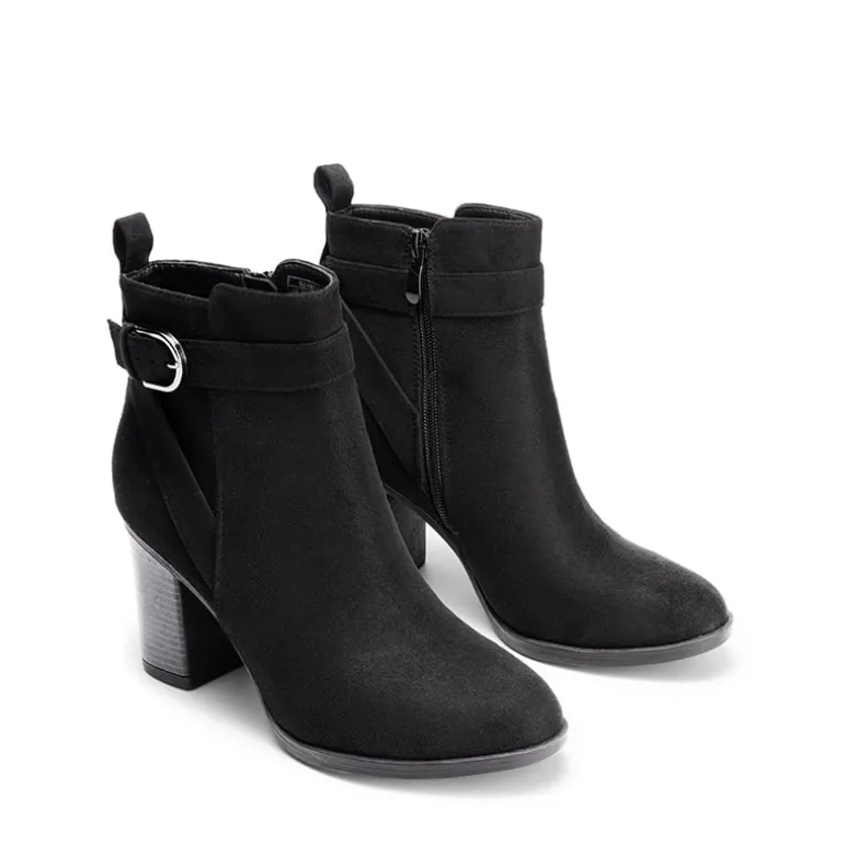 Vegan Leather Chunky Heel Ankle Boots