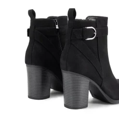 Vegan Leather Chunky Heel Ankle Boots