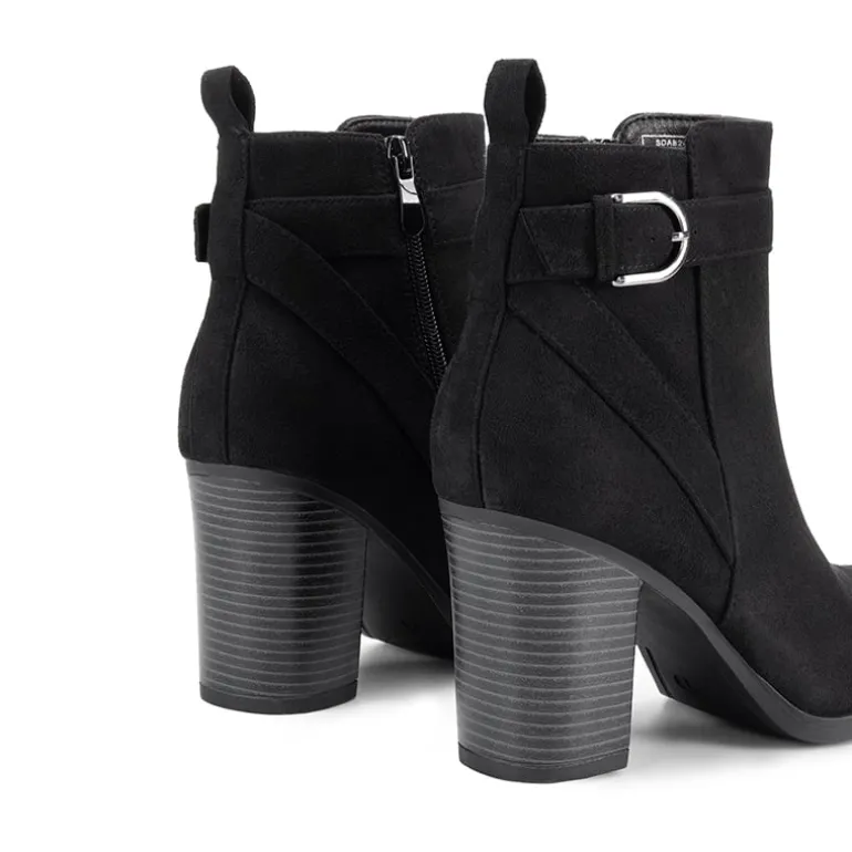Vegan Leather Chunky Heel Ankle Boots