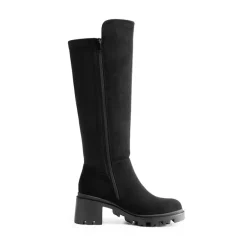 Vegan Leather Chunky Stretch Knee-High Boots
