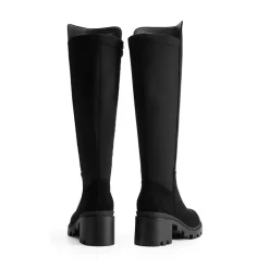 Vegan Leather Chunky Stretch Knee-High Boots