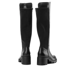 Vegan Leather Chunky Stretch Knee-High Boots