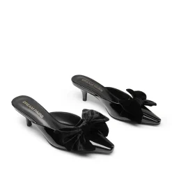 Velvet Bow Kitten Heeled Mules