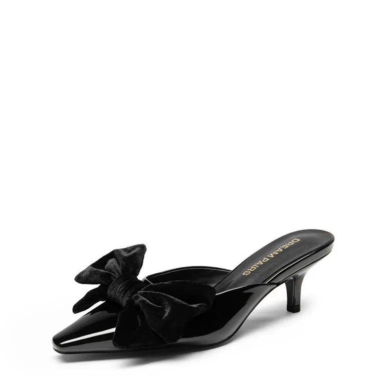 Velvet Bow Kitten Heeled Mules